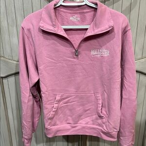 Hollister Pink Pullover with Quarter-Zip